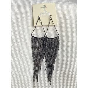 Mia Collection Black French Hook Drop Tassel Earrings